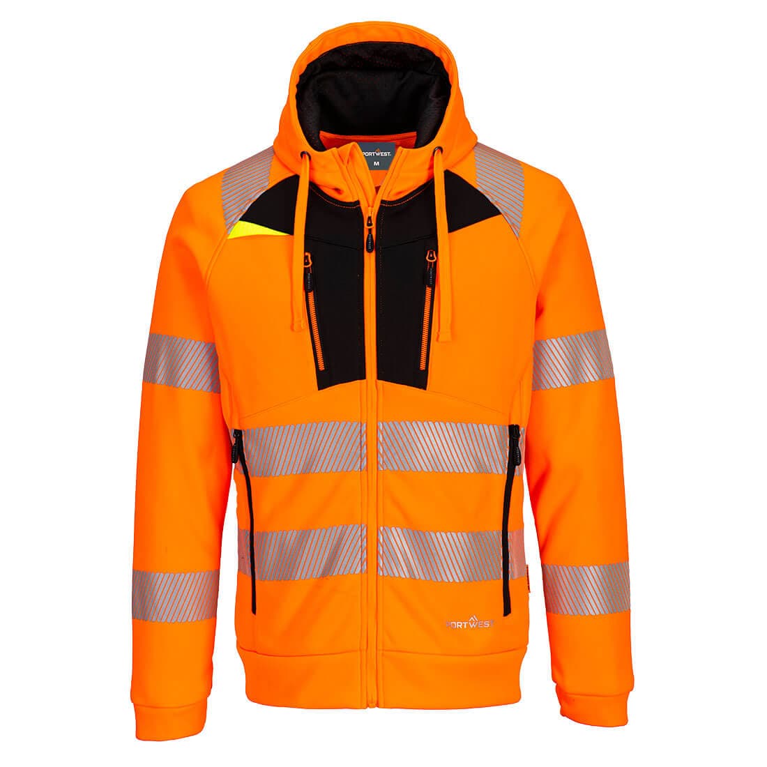 Sweat à capuche zippé HV DX4 Orange/Noir