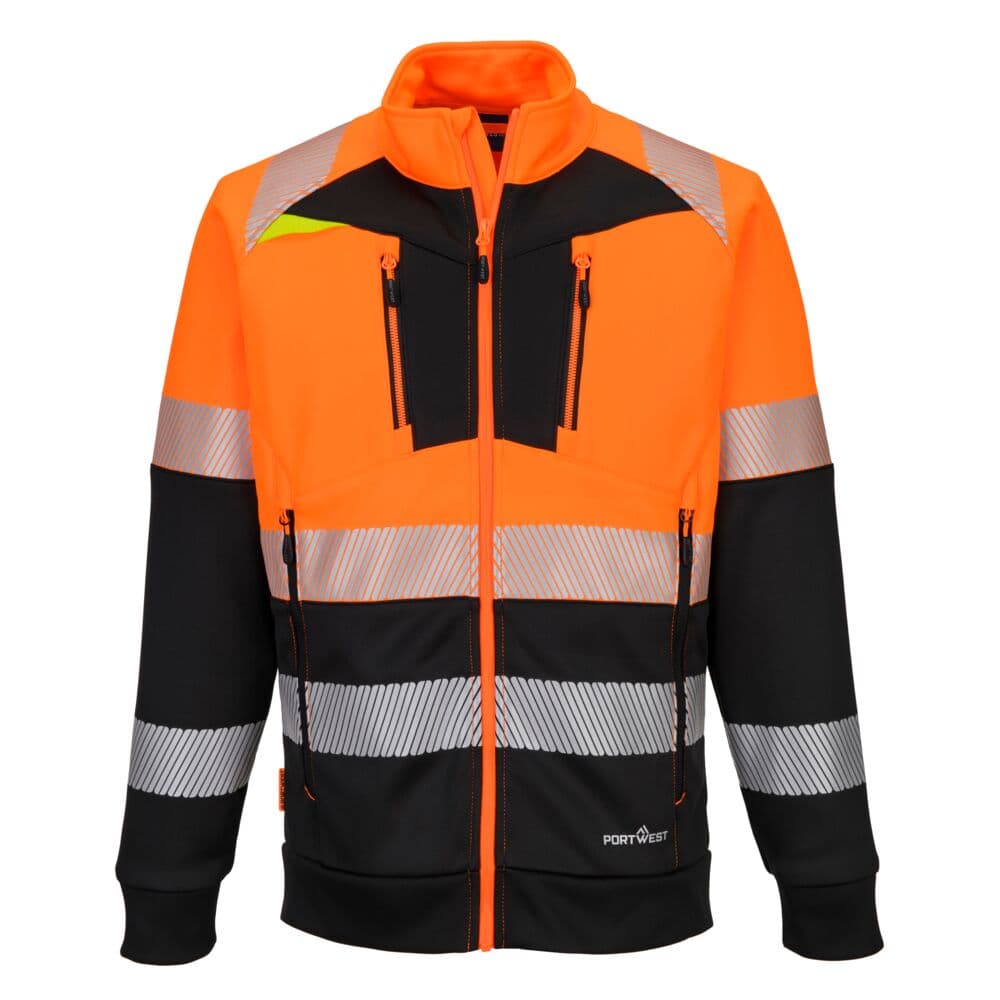 Sweat-shirt zippé DX4 HV Classe 1 Orange/Noir