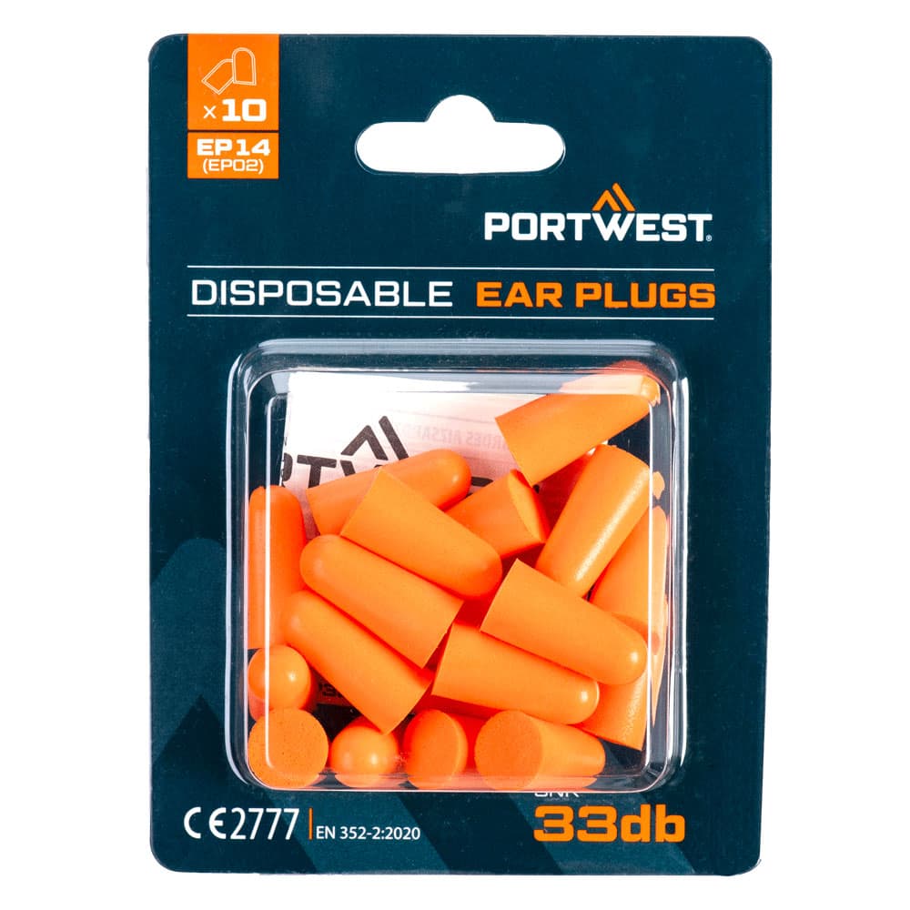 Bouchons d'oreille en mousse PU (10 paires) Orange