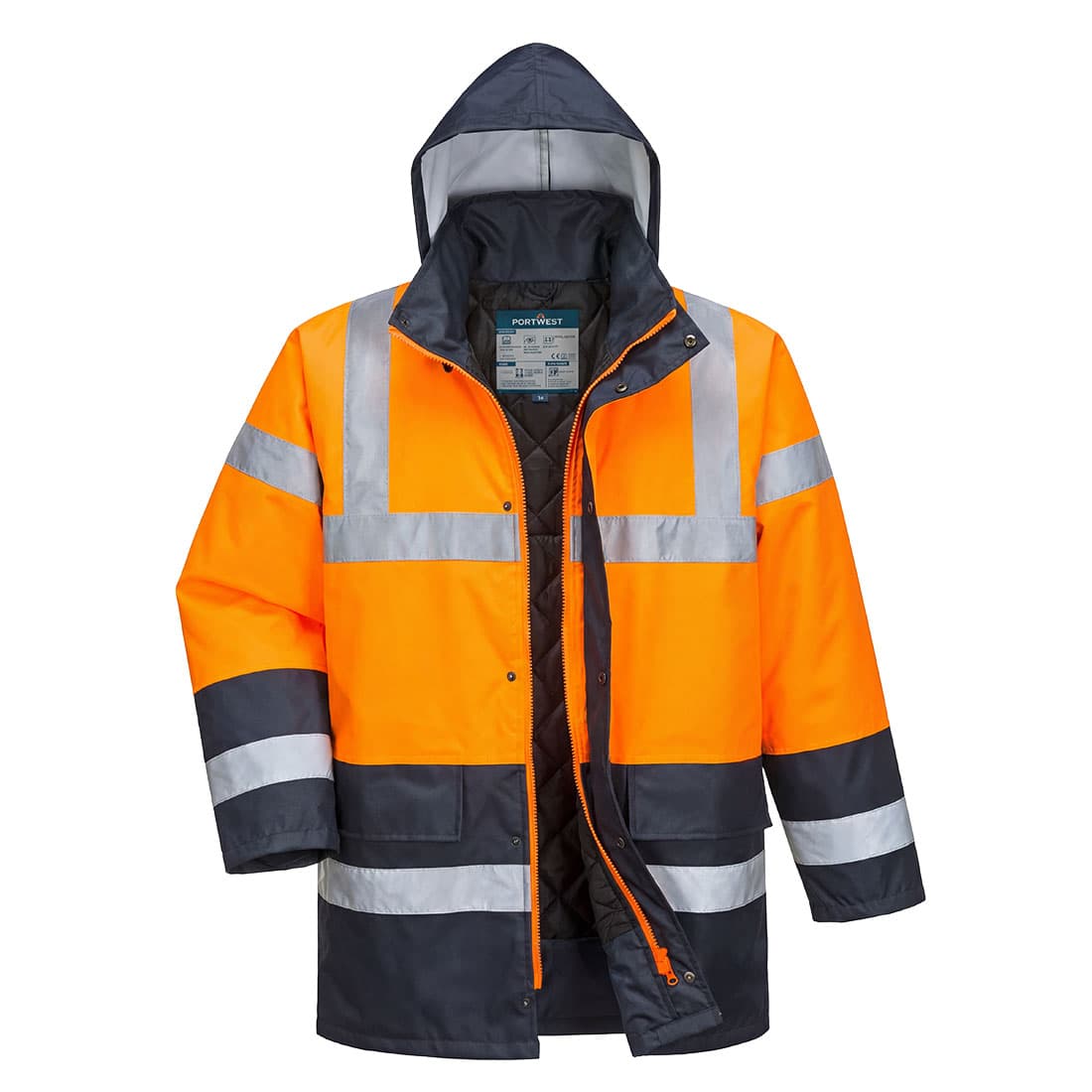 ES1 Essential Veste de Circulation Hivernale Contrastée Haute Visibilité Orange/Marine