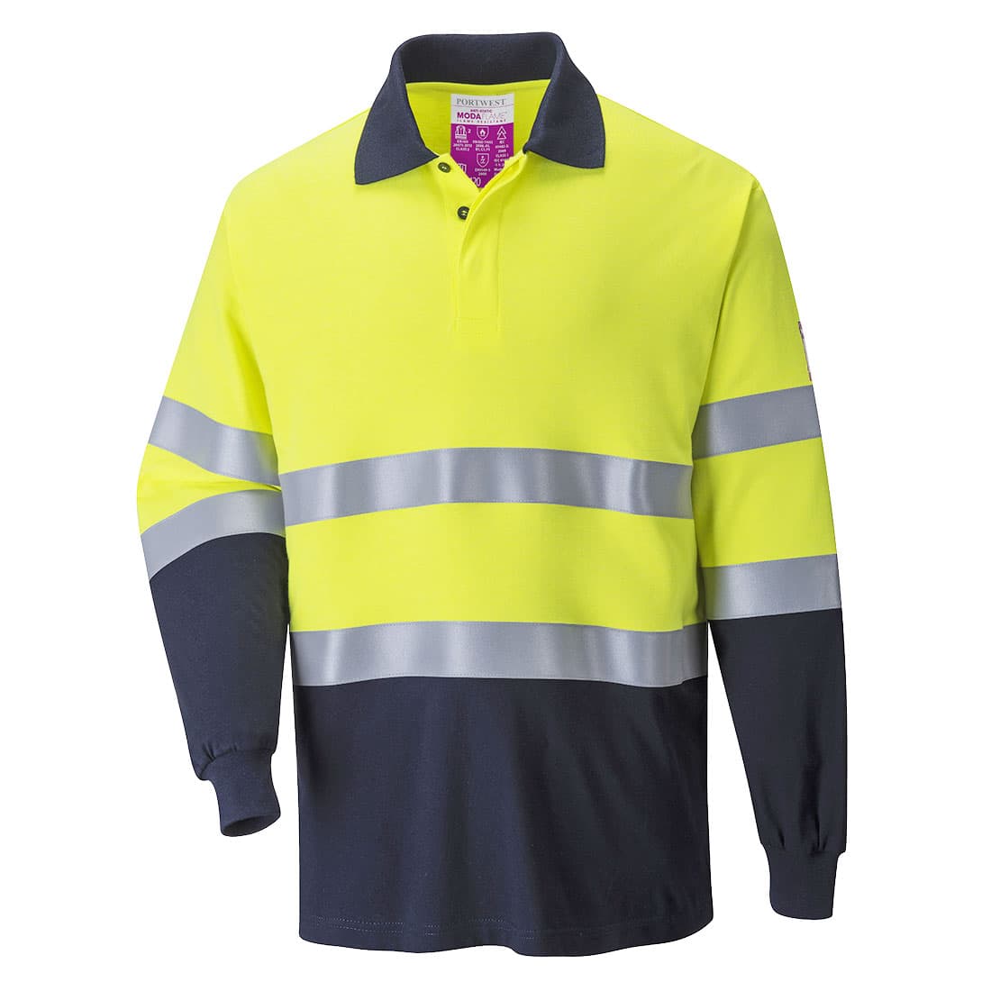 Polo bicolore multirisques Jaune/Marine