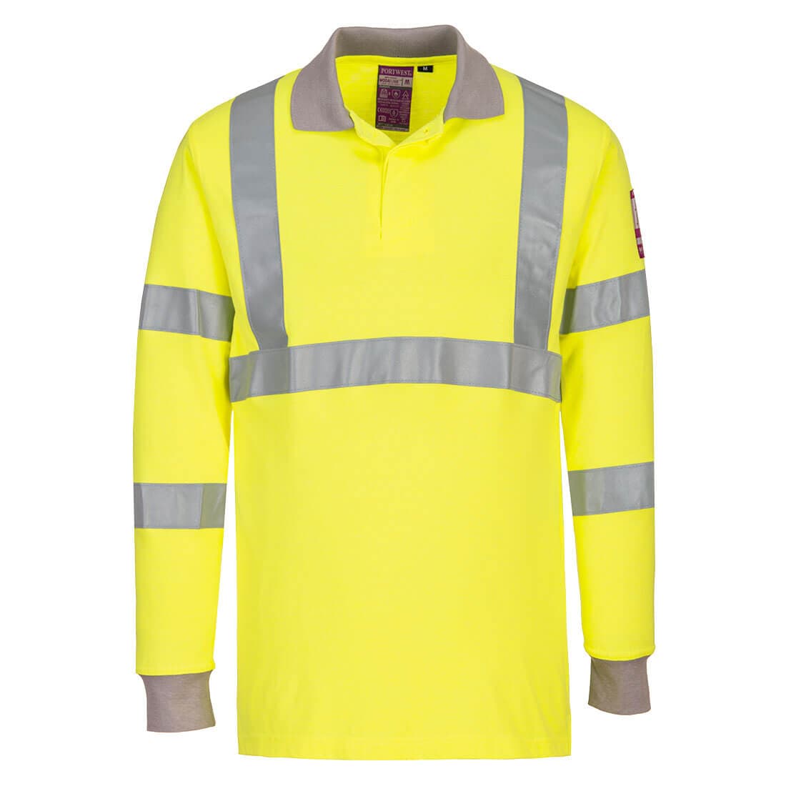 Polo manches longues FR antistatique et HiVis Jaune