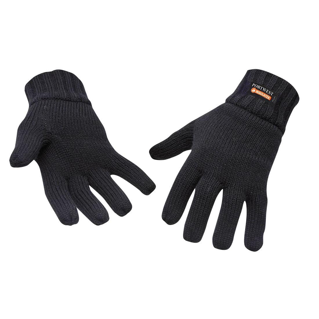 Gant isolé en tricot Noir
