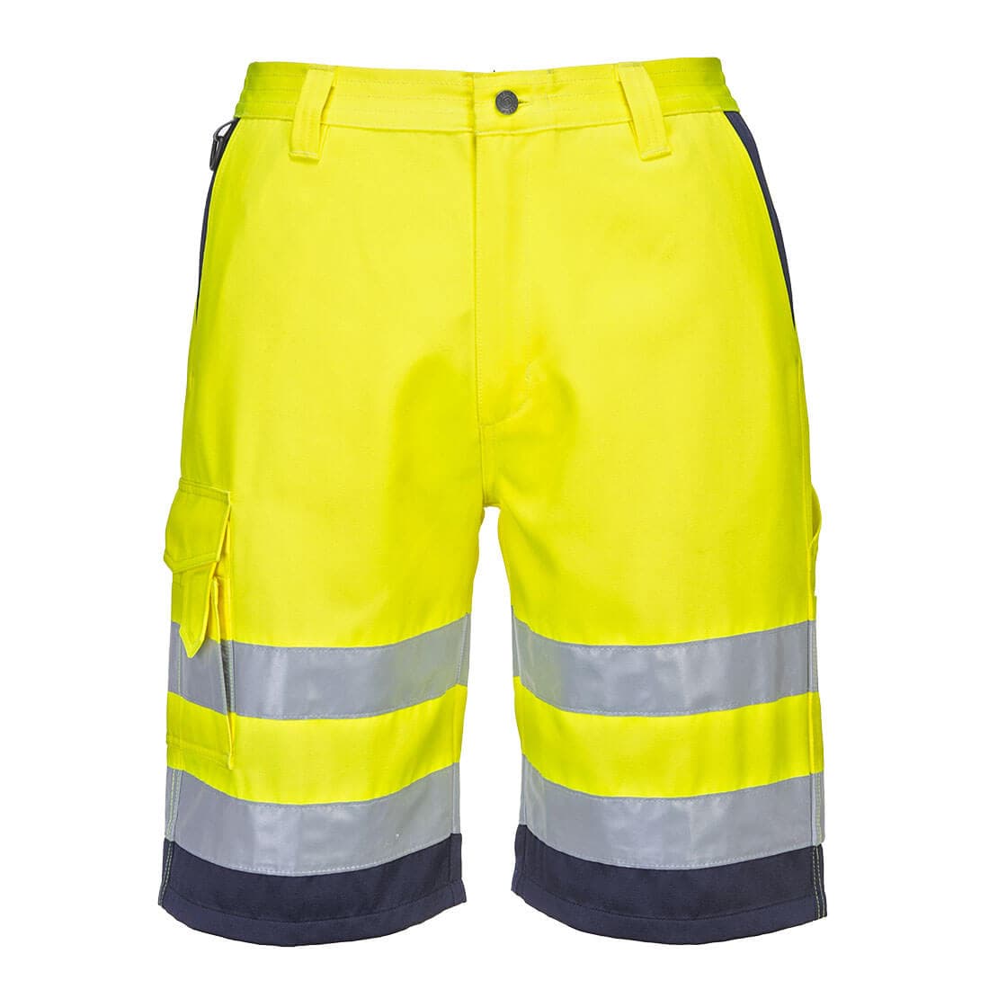 Short en poly-coton léger haute visibilité Jaune/Marine