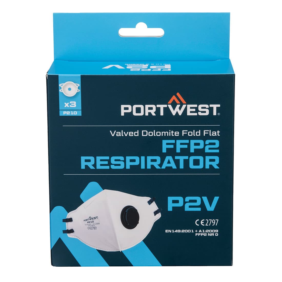 Masque pliable FFP2 à soupape Dolomite (3 pcs) Blanc