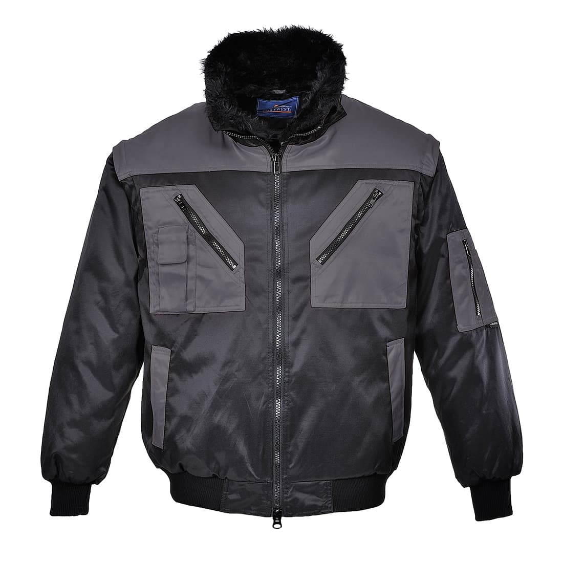 Blouson pilote bicolore Noir/Gris