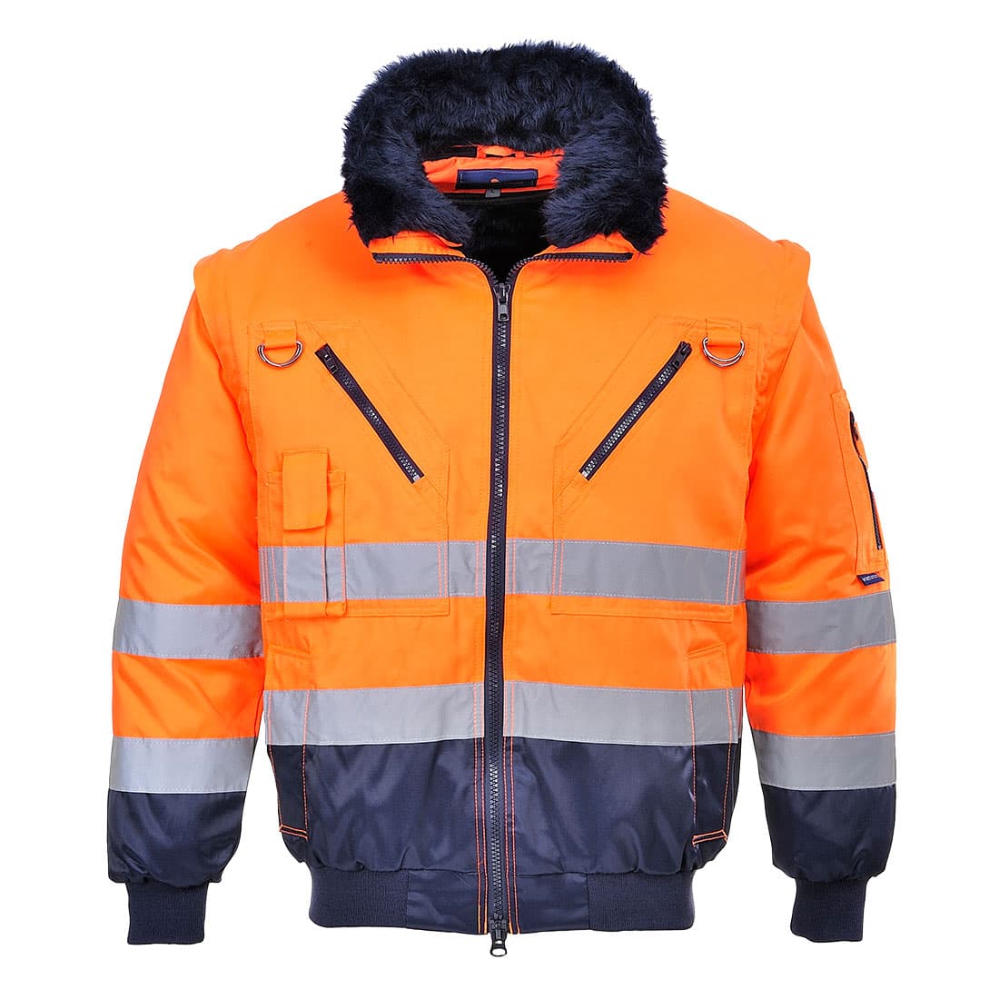 Blouson pilote 3 en 1 haute visibilité Orange/Marine