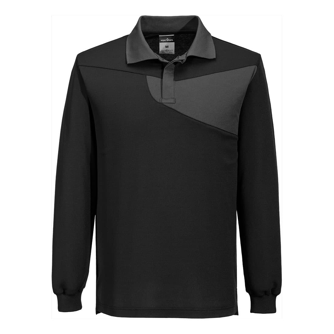 Polo coton majoritaire manches longues PW2 Noir/ Zoom Gris