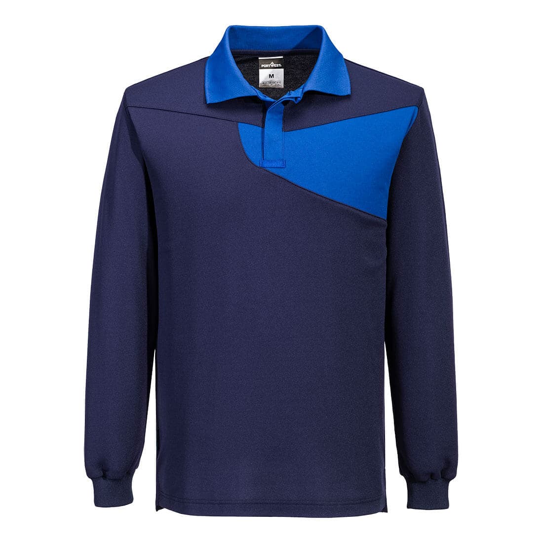 Polo coton majoritaire manches longues PW2 Marine/Royal
