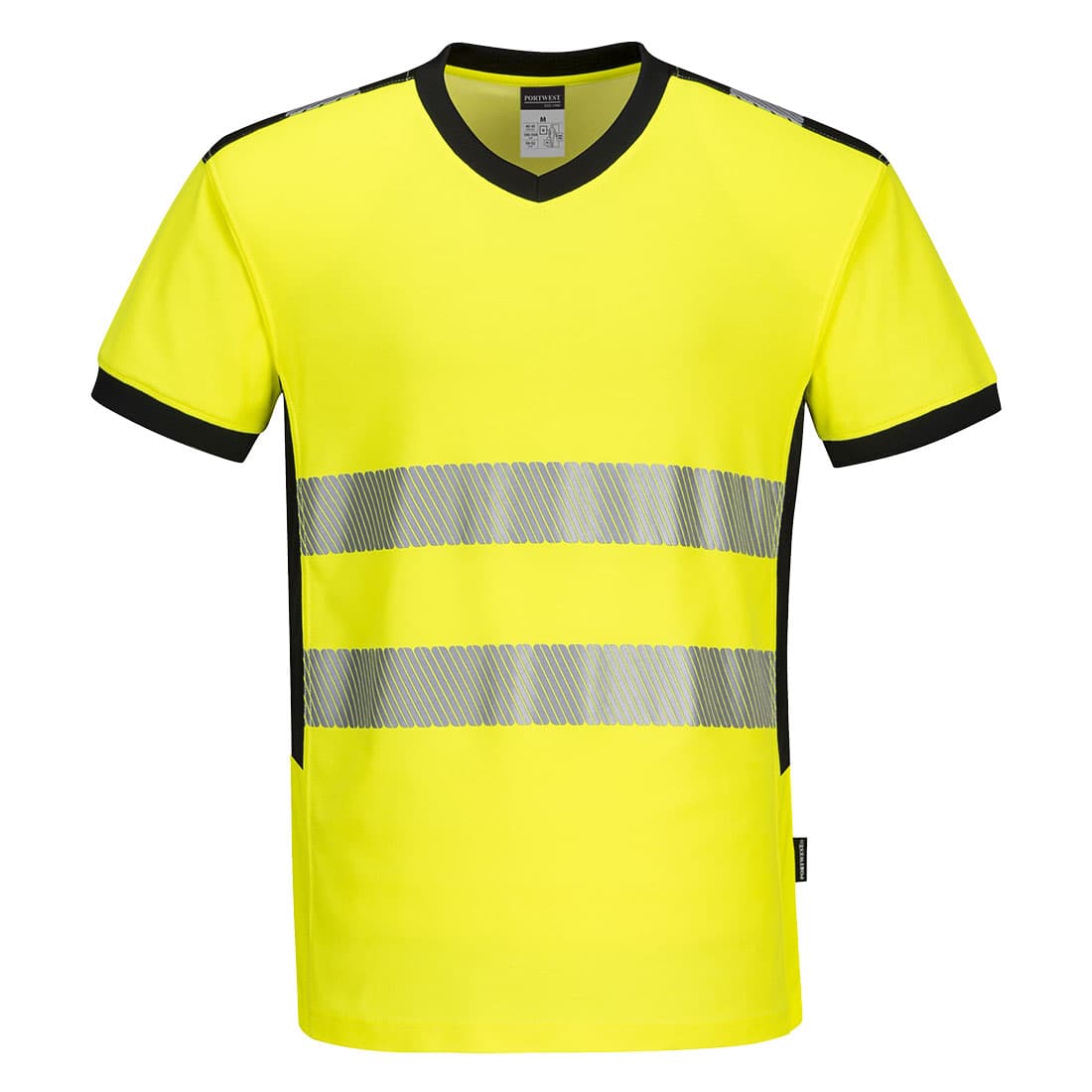 T-shirt col V PW3 Hi-Vis Jaune/Noir