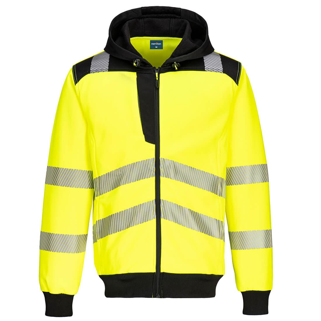 PW3 - Sweat à capuche zippé Haute-Visibilité Jaune/Noir