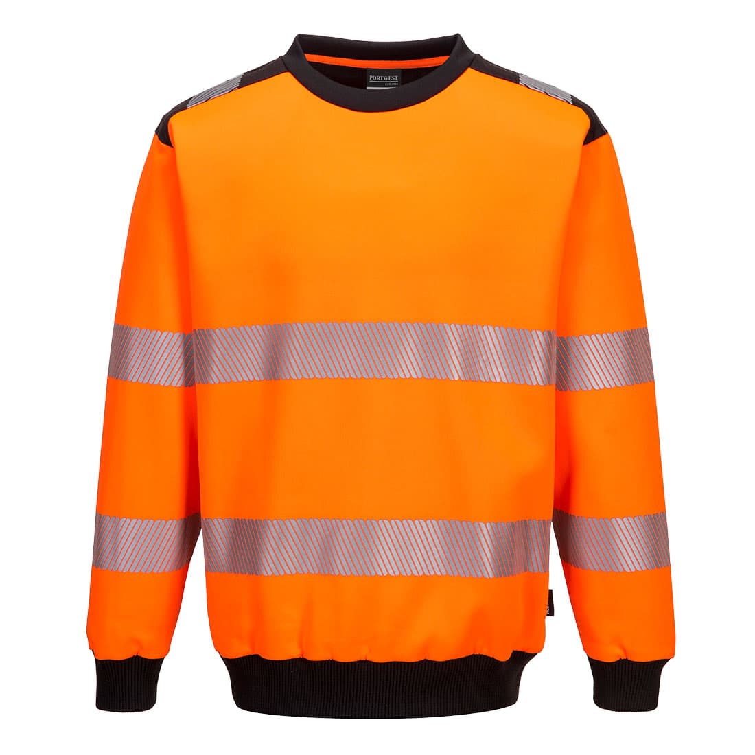 Sweat à col rond PW3 haute-visibilité Orange/Noir