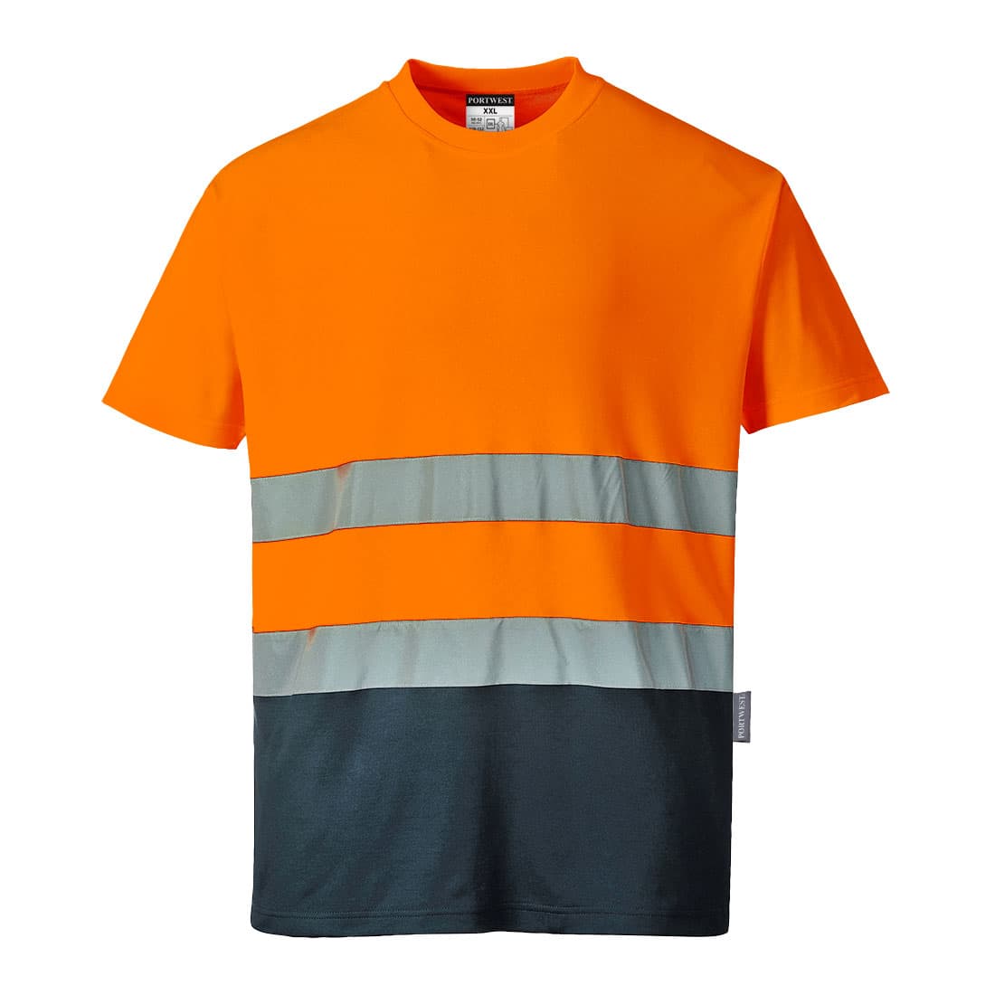 T-shirt coton bicolore Orange/Marine