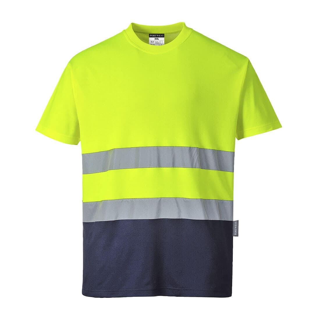 T-shirt coton bicolore Jaune/Marine