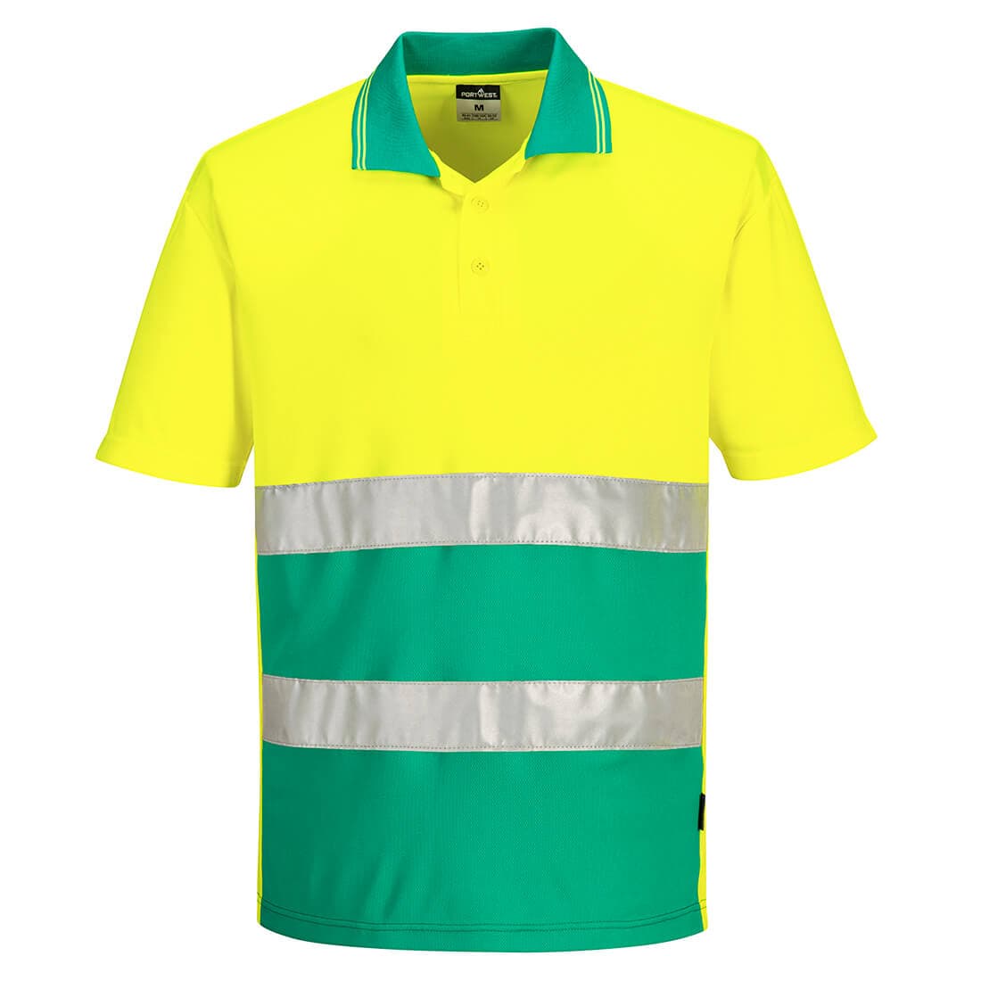 Polo contrasté léger haute visibilité M/C Jaune/Théal