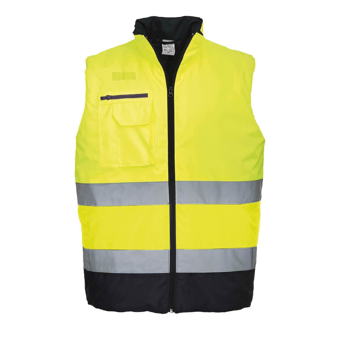 Gilet bodywarmer haute-visibilité bicolore Jaune/Marine
