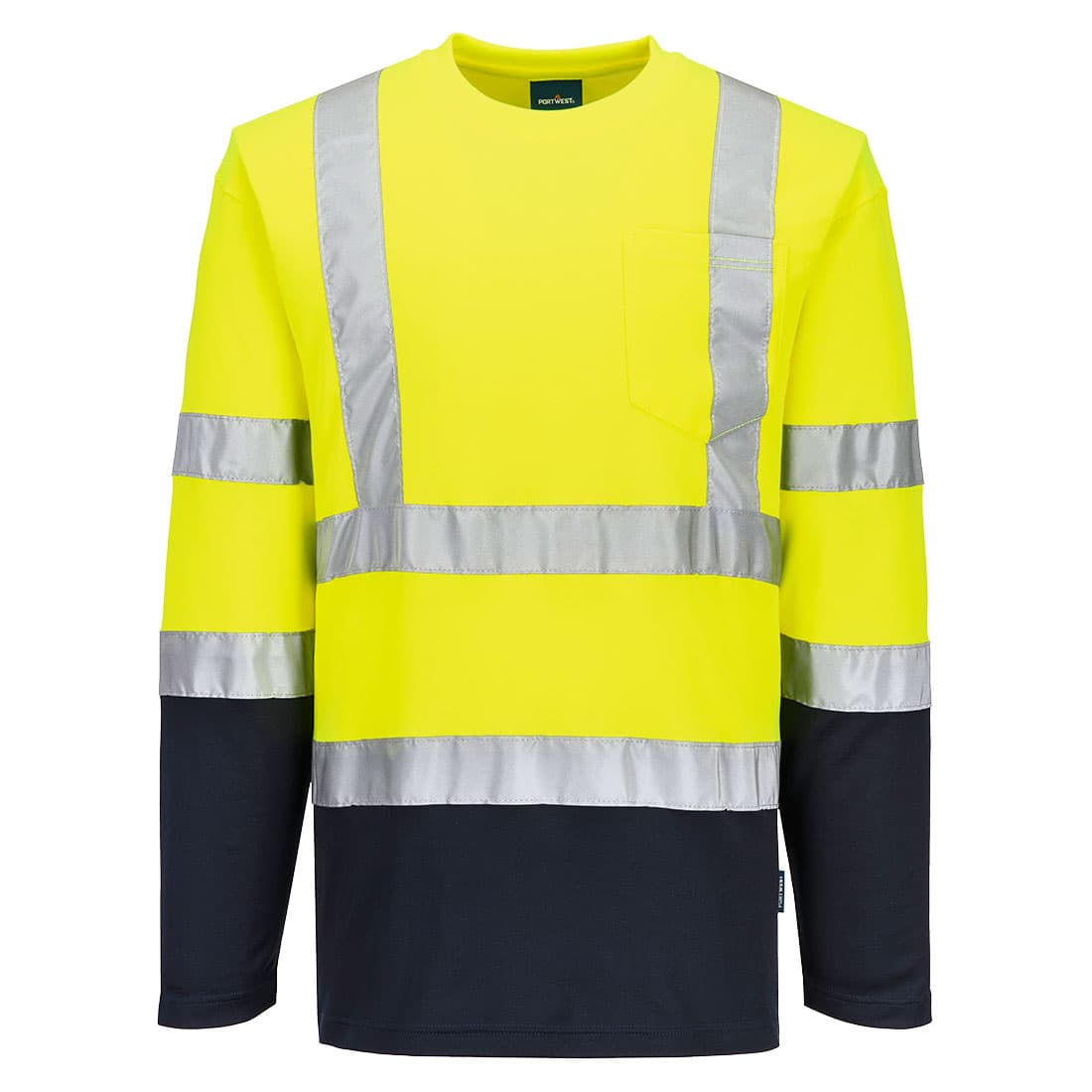 T-Shirt Coton Comfort bicolore manches longues Jaune/Marine