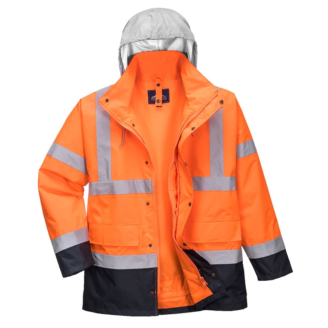 Parka Hi-Vis bicolore contrastée Trafic 4 en 1 Orange/Marine