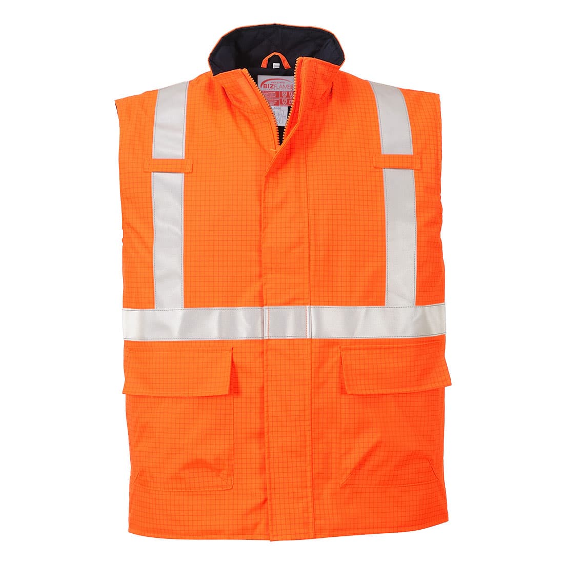 Bodywarmer Hi-Vis Bizflame antistatique et FR Orange