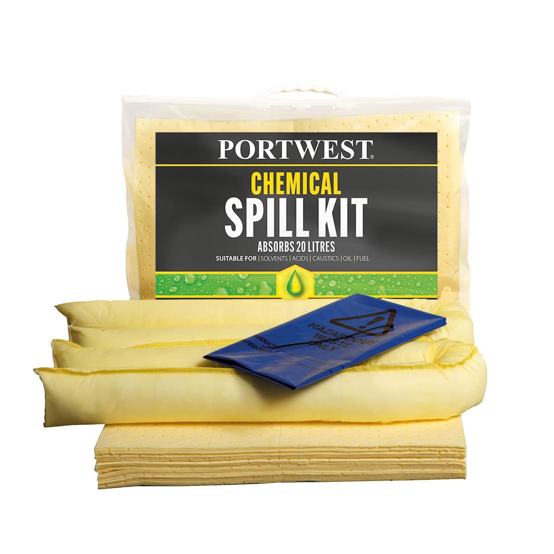 Kit absorbant 20 litres, produits chimiques Jaune