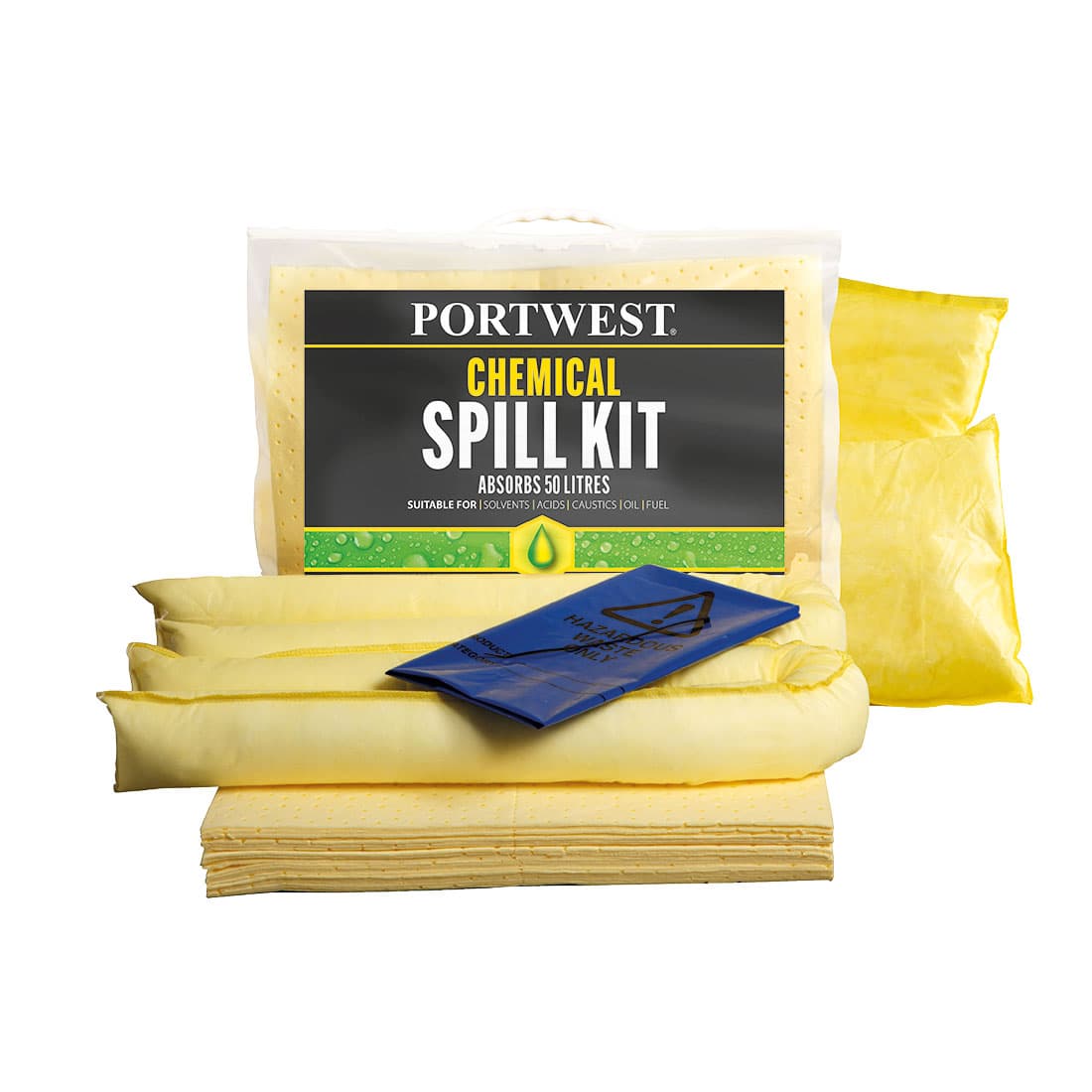 Kit absorbant 50 litres, produits chimiques Jaune