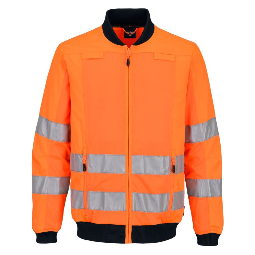 Hi-Vis Work Mesh Panel Jacket Orange/Marine