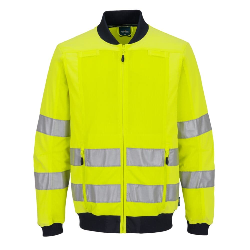 Hi-Vis Work Mesh Panel Jacket Jaune/Marine