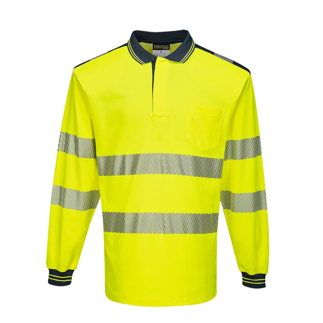 PW3 Polo Haute Visibilité ML Jaune/Marine