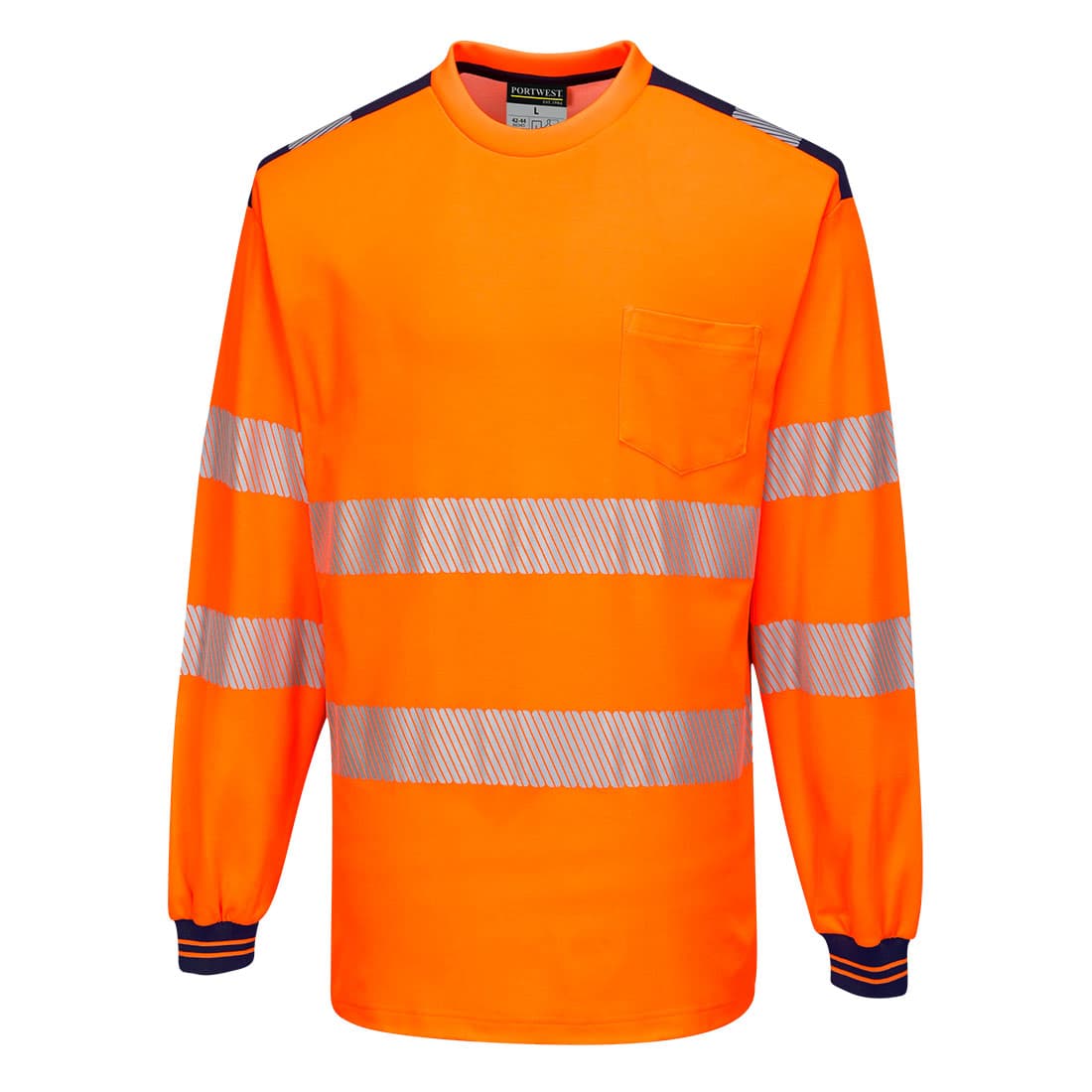 PW3 T-Shirt Haute Visibilité ML Orange/Marine