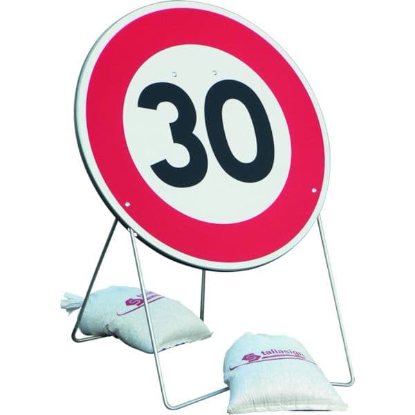 Panneau limitation de vitesse avec pied et 2 sacs de lestage