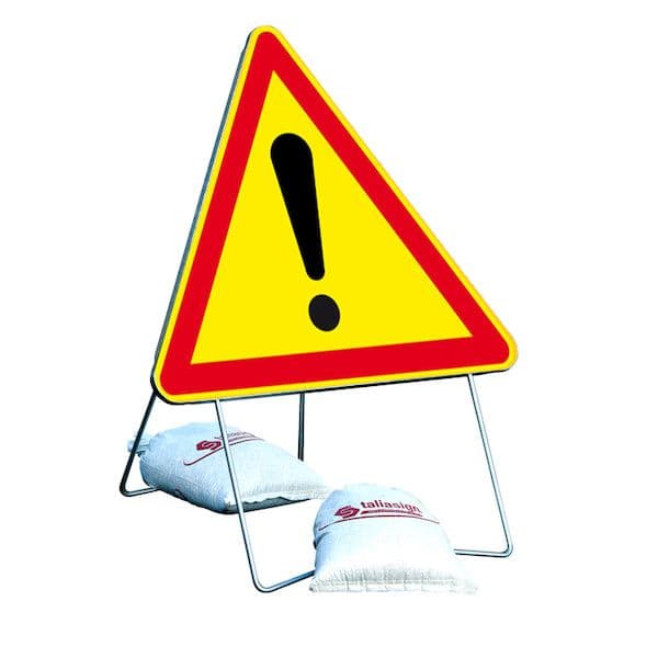 Panneau de chantier - Danger avec pied et 2 sacs de lestage