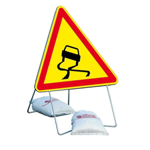 Panneau chaussée glissante avec 2 sacs de lestage