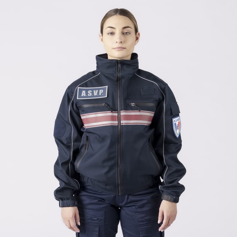 Blouson softshell capuche amovible Bande bordeaux
