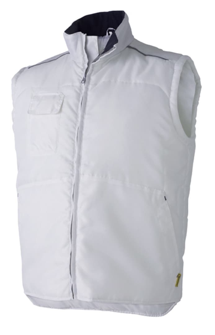 Gilet anti-froid blanc sans manches, col montant, zippé, cuisine pro