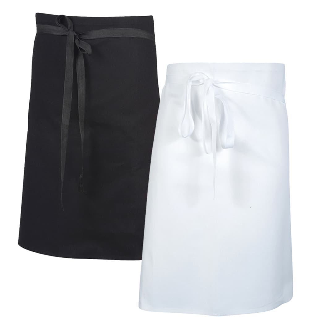 Demi-tablier de cuisine mixte 100 % coton, 245 g/m², blanc ou noir