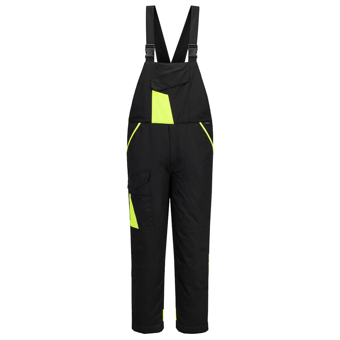 Cotte à bretelles matelassée coton bicolore WX1 - Noir/jaune