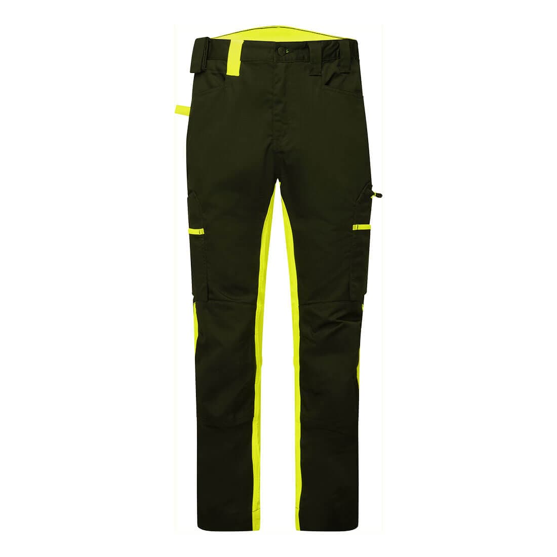 Pantalon de travail éco-conçu WX2 stretch, poches genouillères - Noir/jaune