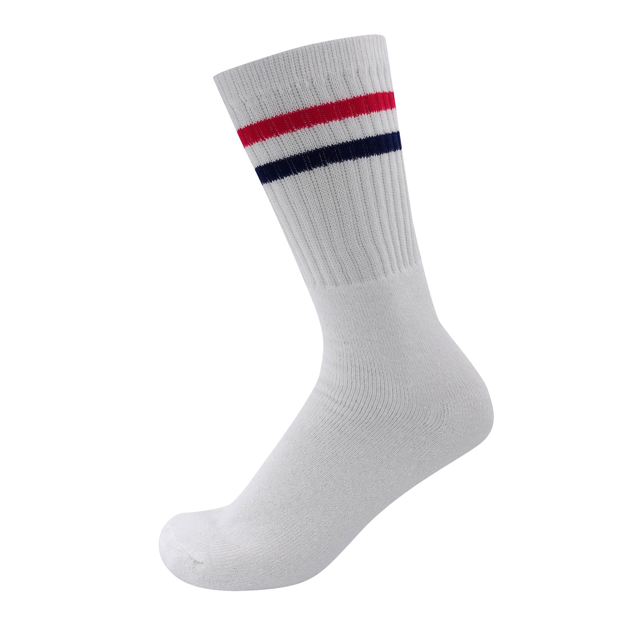 Chaussettes de tennis bande rouge et bleue