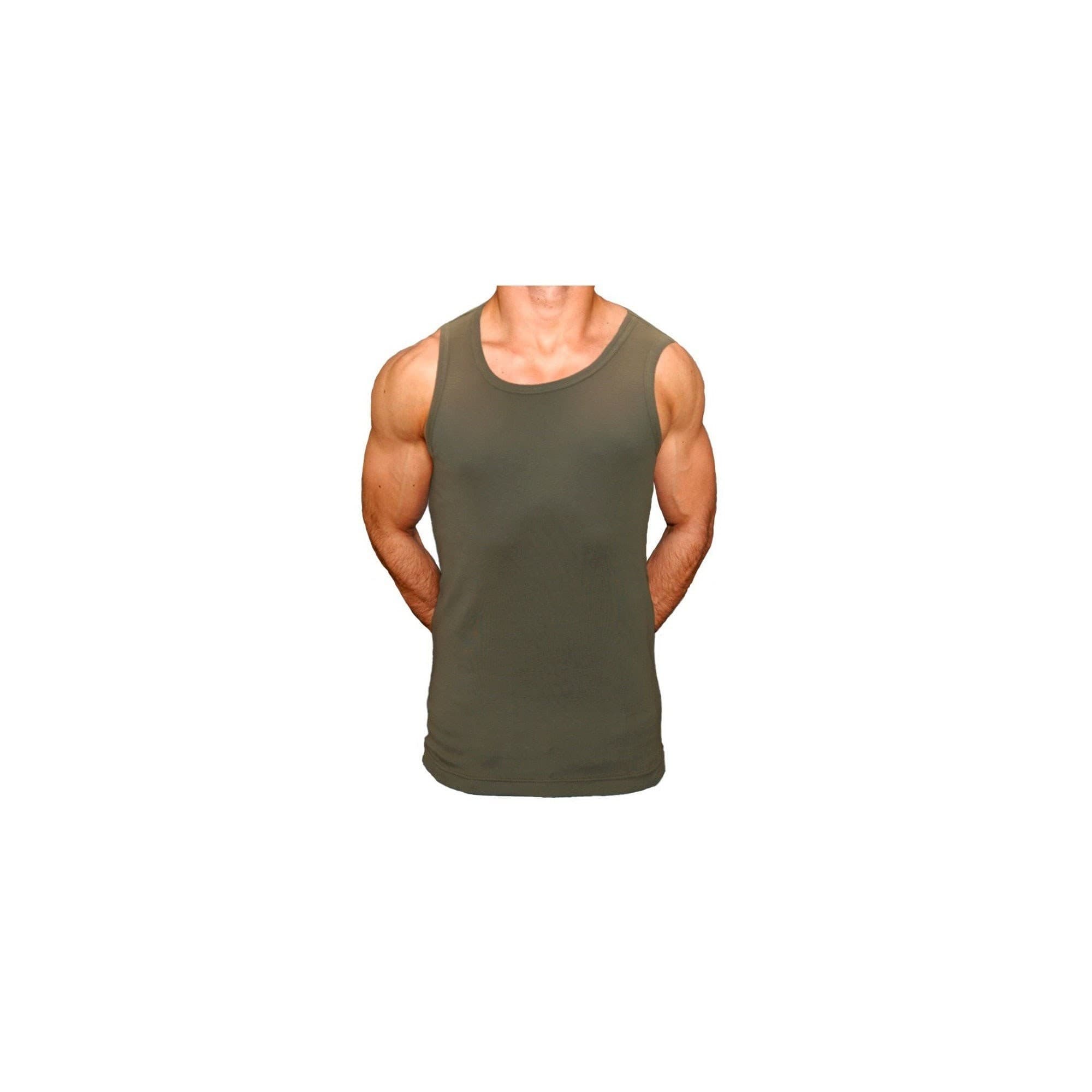 Débardeur militaire slim côte 1x1 vert armée