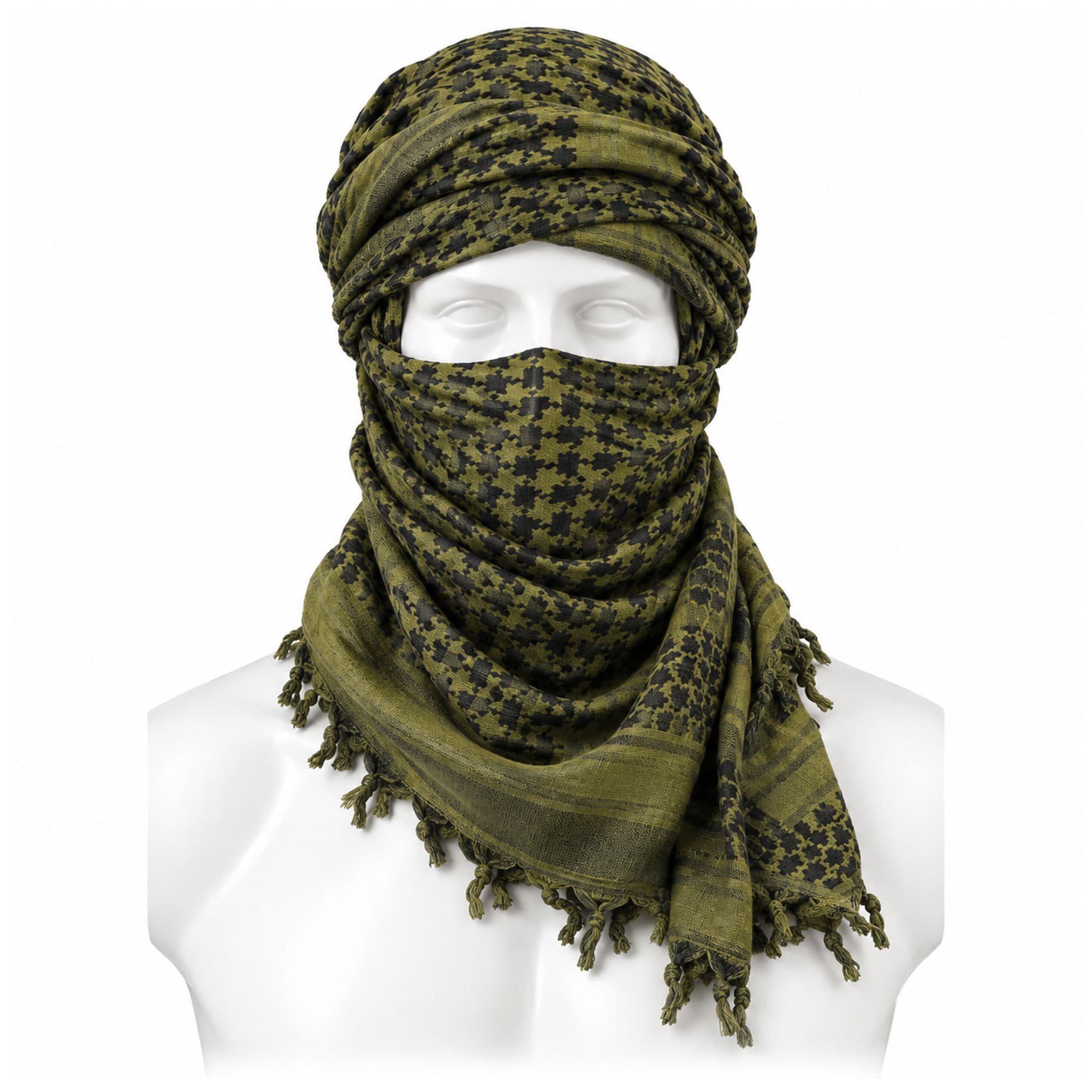 Chèche shemagh tactique en coton 110 x 110 cm vert imprimé