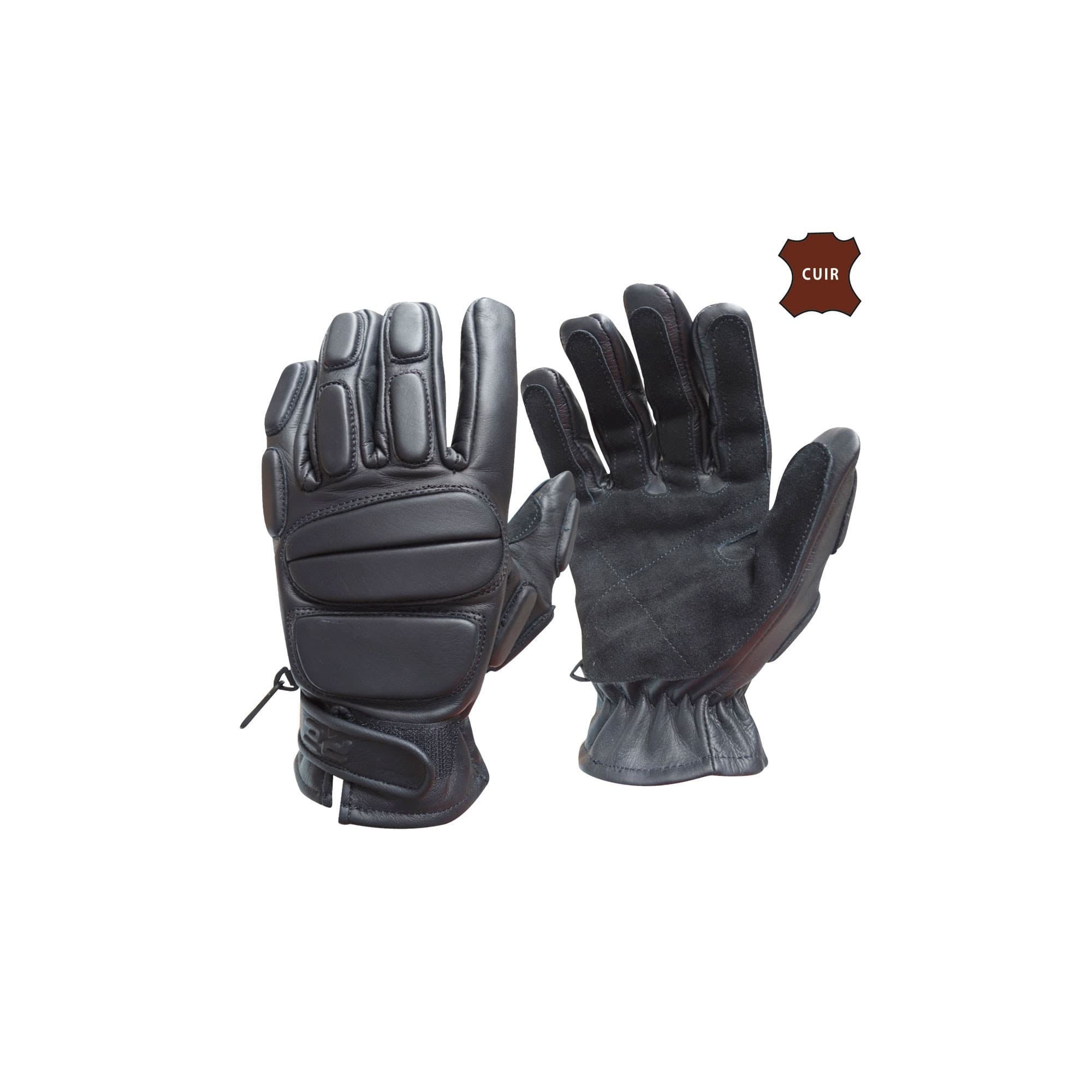 Gants SWAT en cuir de vache noirs