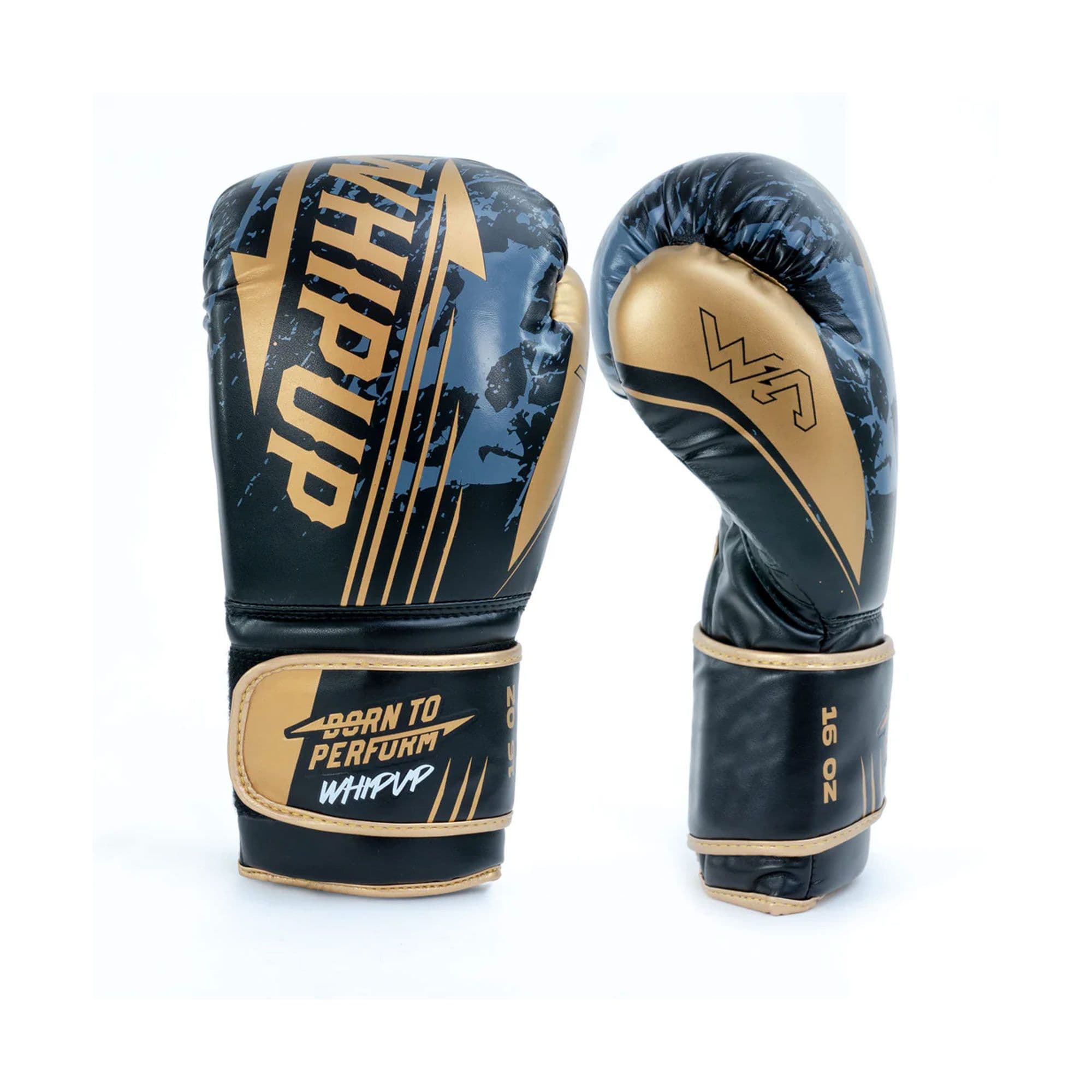 Gants de boxe Whipup Performer en polyuréthane noir et or