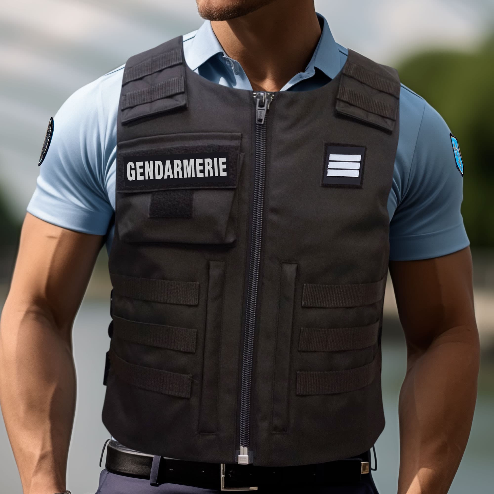 Housse de gilet pare-balles opérationnelle zip central noire