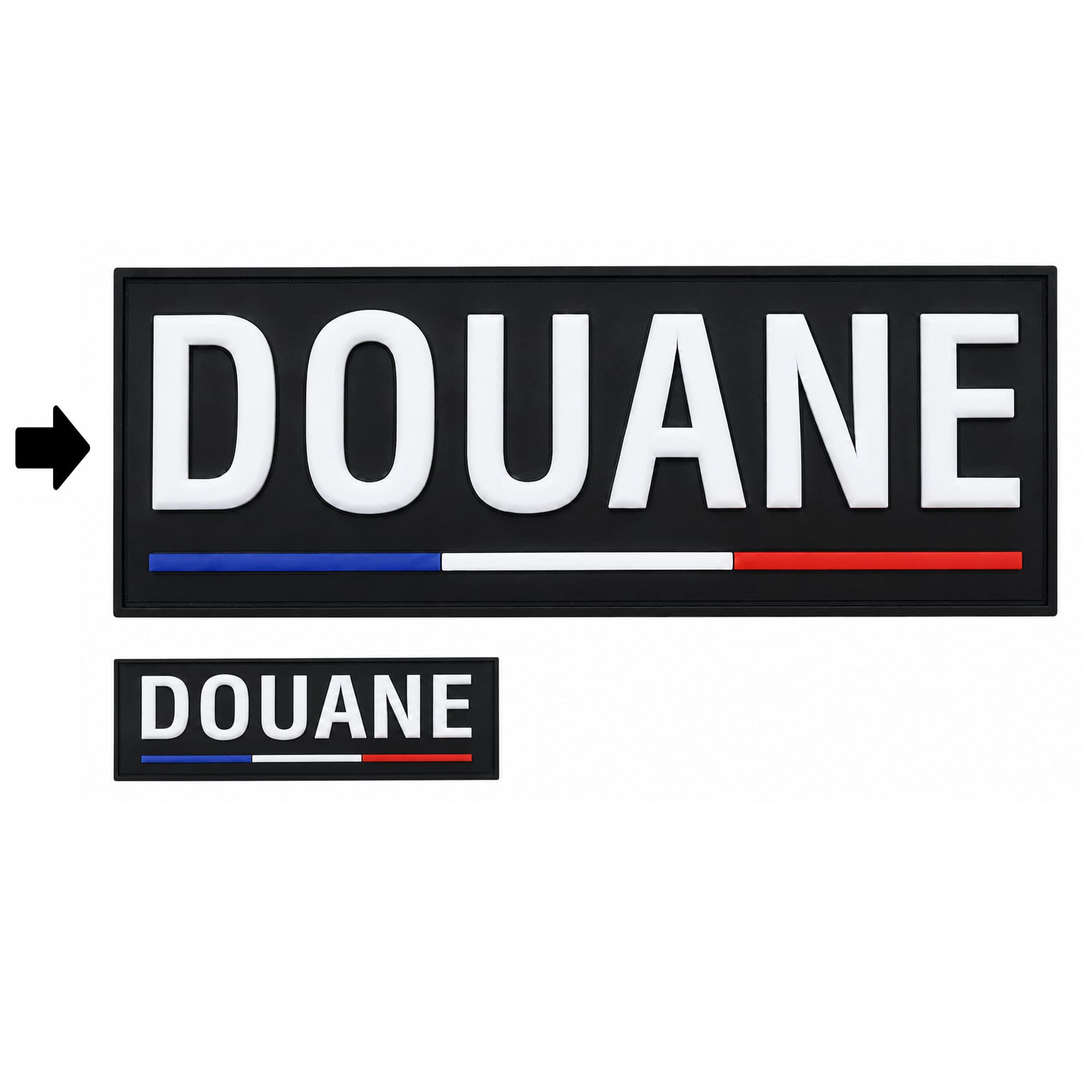 Bandeau d'identification Douane souple Rubber fond noir