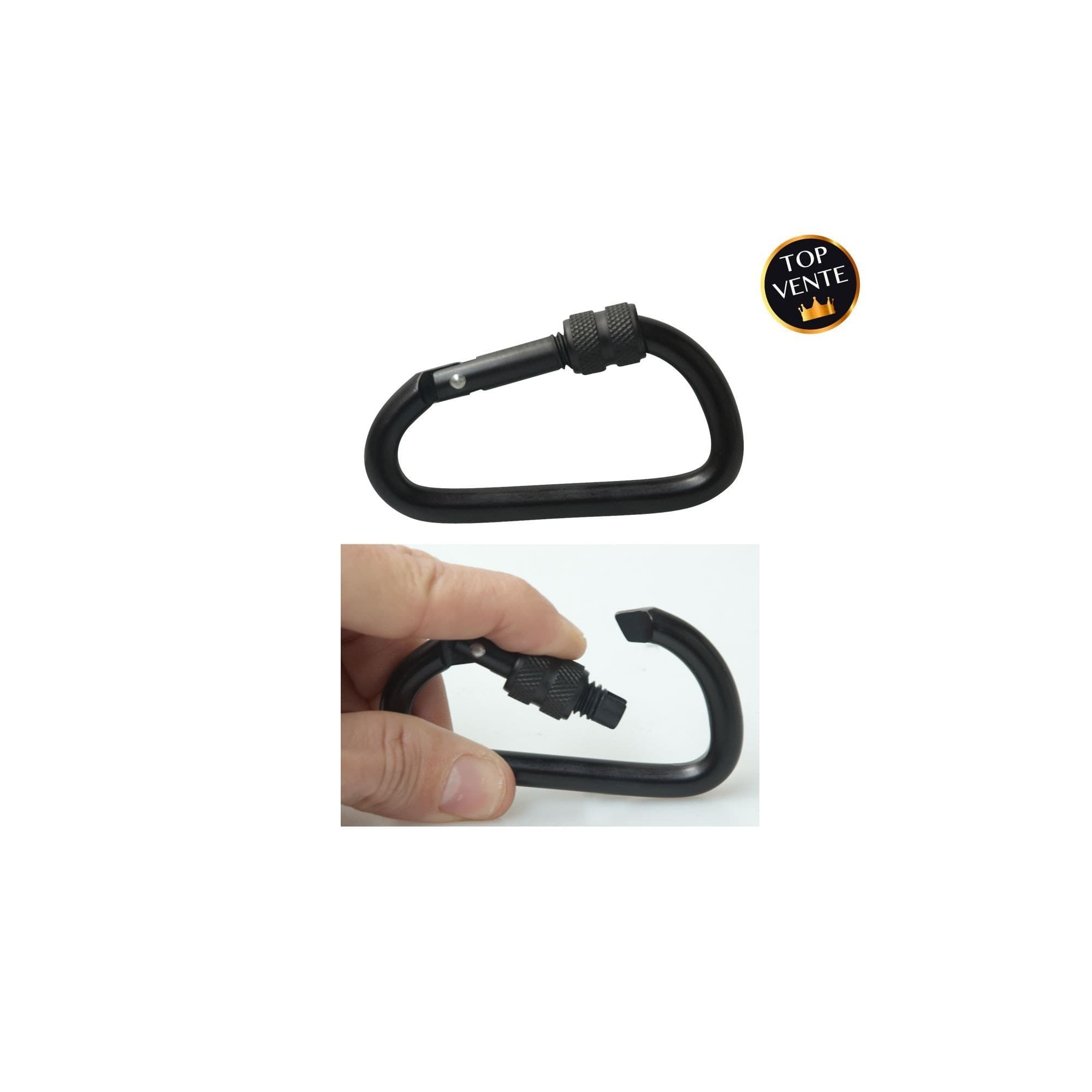 Mousquetons en aluminium à vis de sécurité noir mat (lot de 2)