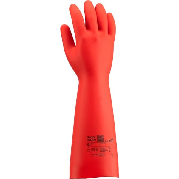 Gants d'électricien KCL Électro 584 classe 0, 1 000 V AC, latex naturel, rouge