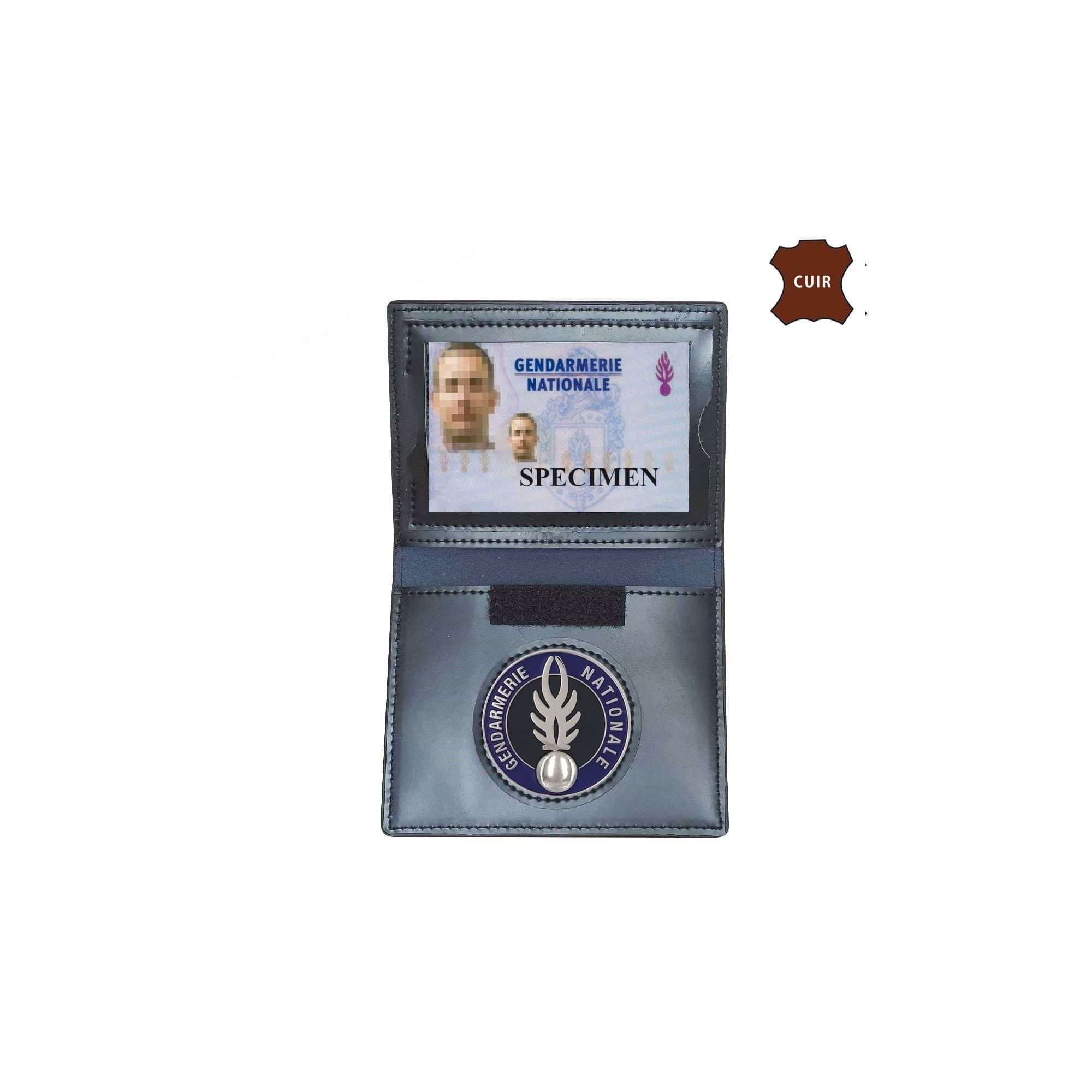 Porte-cartes cuir format CB avec insigne Gendarmerie