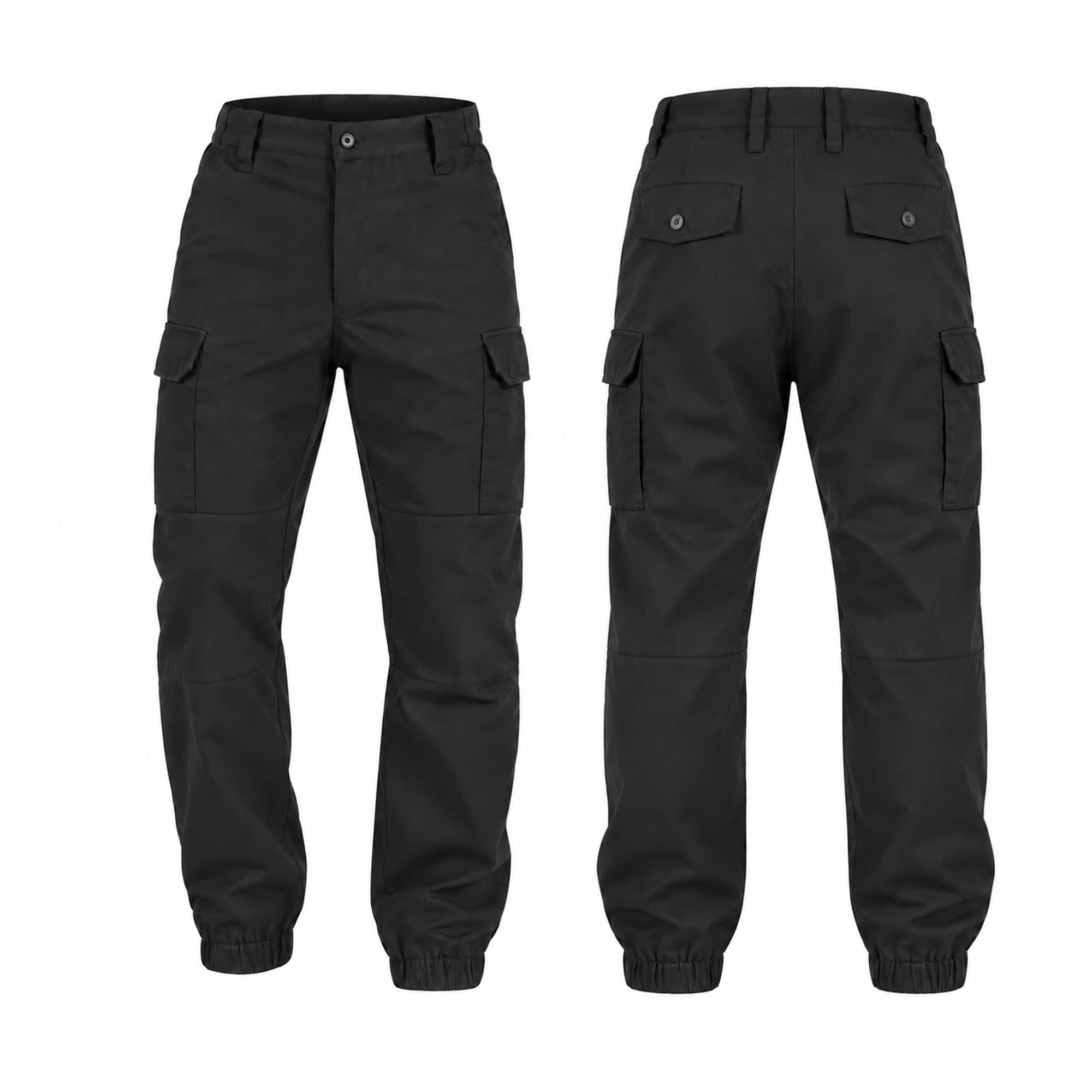 Pantalon militaire en polycoton à poches cargo noir