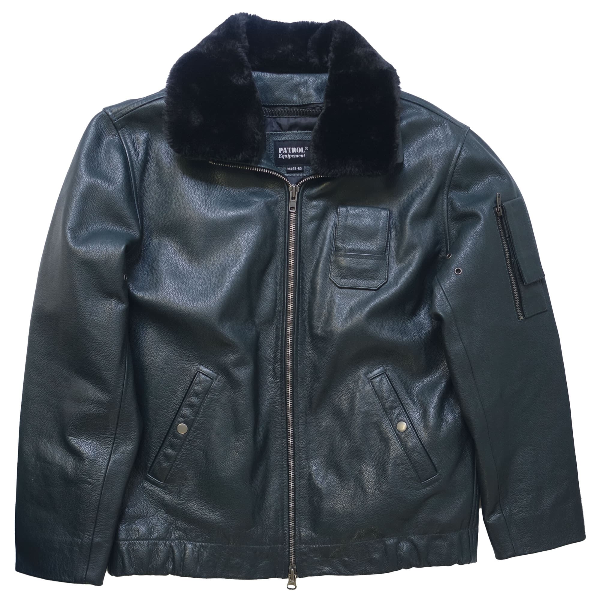 Blouson pilote en cuir de vachette bleu pilote