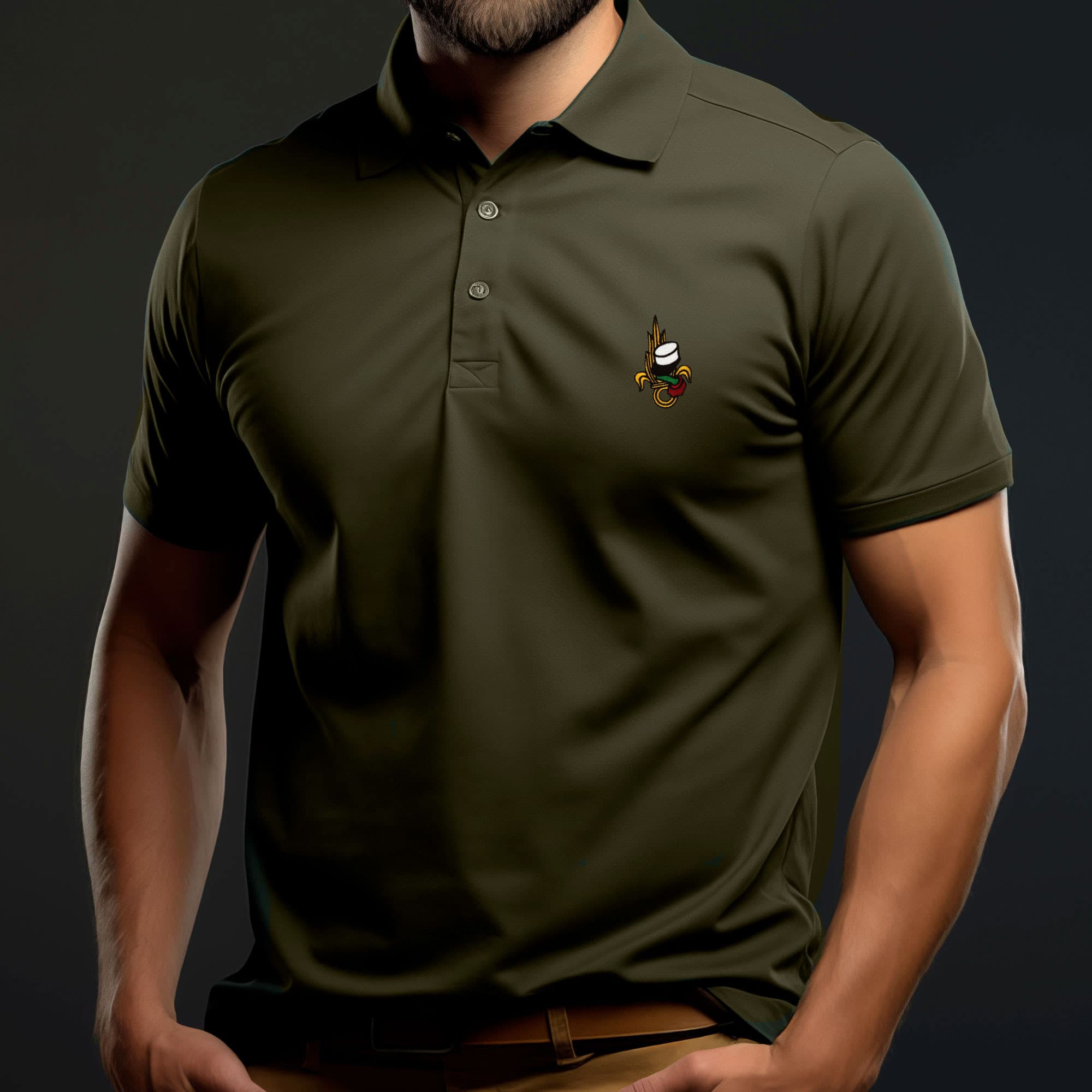 Polo Légion brodé en coton peigné vert